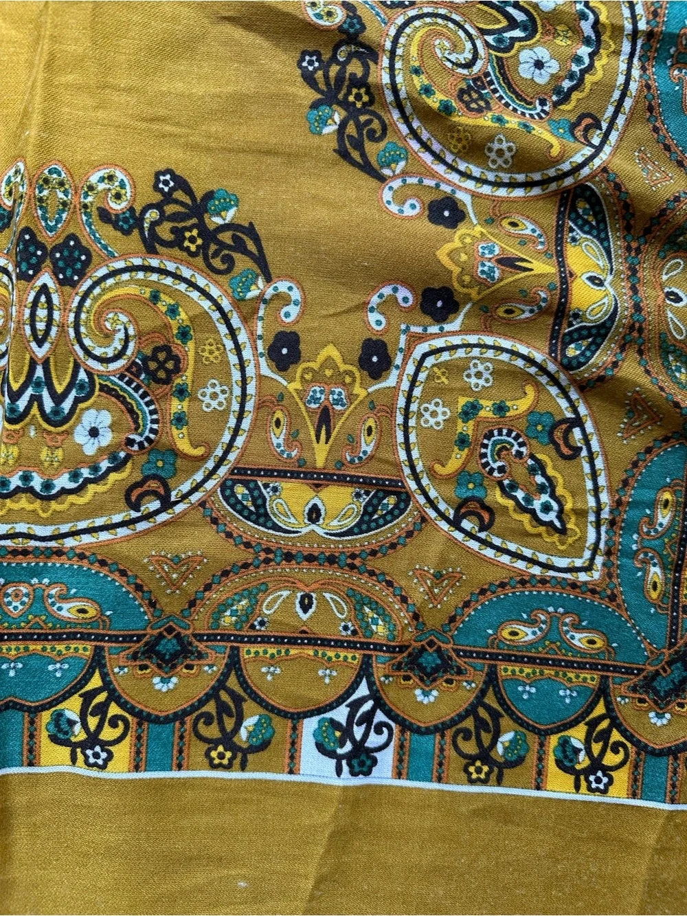 VTG Asgoldas Brown Paisley Print Silk Scarf